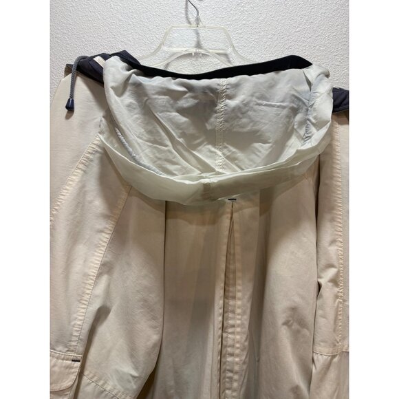 Men’s VTG Towncraft XL Beige Bomber Jacket Elastic Hem Multiple Pockets Hood - Picture 12 of 12